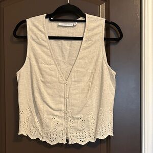 And Now This Flax Linen Blend Vest Sz Small NWOT